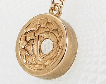 HANDMADE ‘Gold’ Bronze Solar Plexus Charm-sized Centering Pendant© Necklace, Yoga Jewelry, Meditation Tool