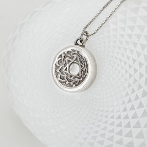 HEART Chakra Charm-sized, Sterling Silver Centering Pendant© Necklace, Yoga Jewelry, Meditation Tool, Handmade image 3