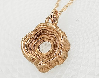 HANDMADE Gold Bronze, Tree Rings, Charm-sized, Centering Pendant© Necklace, Yoga Jewelry, Meditation Tool