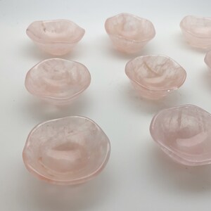 Rose Quartz Genuine Gemstone Bowl for altar, use with Centering Pendant Necklace Yoga Jewelry, Small 2 inch image 4