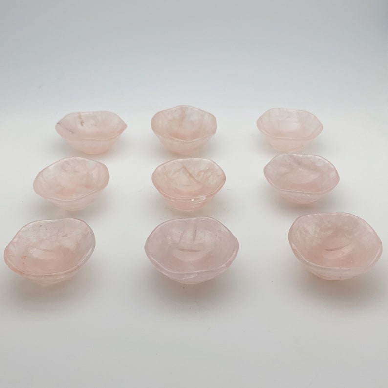 Rose Quartz Genuine Gemstone Bowl for altar, use with Centering Pendant Necklace Yoga Jewelry, Small 2 inch image 5