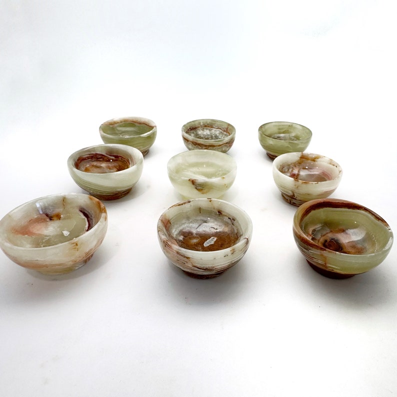 Green Onyx Genuine Stone Bowl for use with Centering Pendant Necklace Yoga Jewelry, Small 2 inch image 8