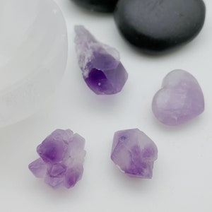 Amethyst Crystal Wand Shard Nugget Heart genuine gemstone, for altar, mindfulness, meditation
