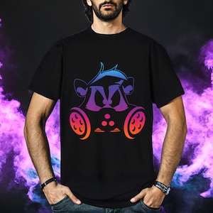 Cyber Skunk T-Shirt: Cybergoth Gas Mask Digital Print