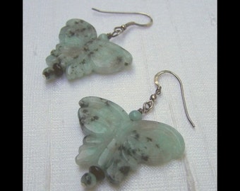 Kiwi Quartz Butterfly Earrings Swirly Girls