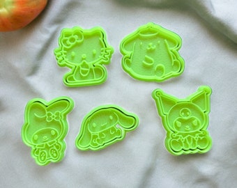 San Rio Ausstechform Set von 5, Stempel mit Griff. Funktioniert für Fondant, Cupcake Toppers, Air Dry, Polymer Clay und Play-Doh