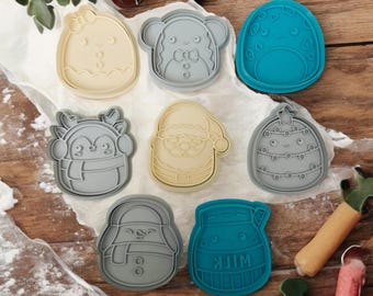 Squishmallow Christmas Cookie Cutter Set: Fondant Stamp