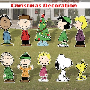 Décoration de Noël, enseigne de pelouse, art de jardin, cacahuètes, Snoopy, découpe, Noël Charlie Brown, enseigne de jardin, carte de jardin, décoration de jardin, pièce maîtresse