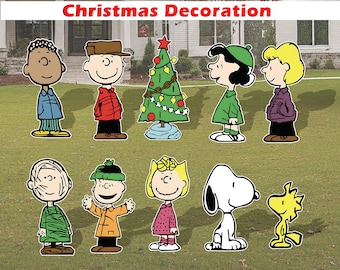 Christmas decoration, lawn sign, yard art, peanuts, Snoopy, cutout, Charlie Brown Christmas, yard sign ,yard card, garden decor, centerpiece
