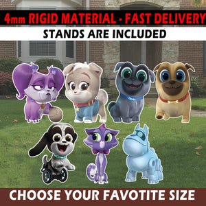 Poppy Dog Pals birthday decor Poppy Dog Pals cutout standee lawn yard sign centerpiece backdrop topper prop Bingo Rolly Hissy ARF Keia Lolli