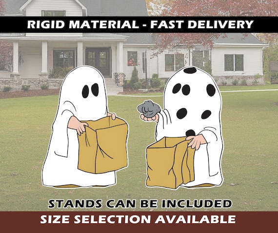 charlie brown dressed as a ghost I Got Rock Halloween Yard Sign: Peanuts Decor Fans of the classic
