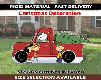 BIG DECOR Christmas Truck snoopy Christmas charlie brown christmas outdoor decor peanuts christmas decorations yard decor yard sign cutout