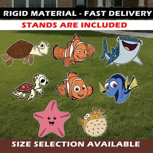 Finding Nemo cutout decoration Yard Sign party Finding dory decor standee centerpiece backdrop topper lawn sign cartoon dory Nemo birthday
