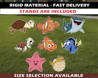 Decoración recortable de Buscando a Nemo, letrero para jardín, fiesta, decoración de Buscando a Dory, soporte para centro de mesa, telón de fondo, letrero para césped, dibujos animados de Dory, Nemo, cumpleaños