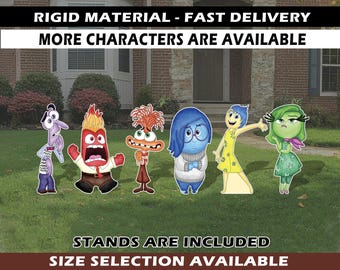 Inside Out birthday decor inside out cutout standee lawn yard sign centerpiece backdrop topper joy anxiety anger sadness prop insideout