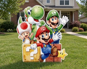 Super Mario Birthday Cutout, Super Mario Luigi Party Decoration, Princess Peach, Yard Sign, mario Cutouts , Mario Backdrop, standee, cut out
