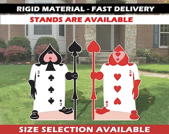 Card Soldiers Cutouts Birthday yard signs decoration centerpiece backdrop queen of heart standee Alice in Wonderland Party Prop Card Guards