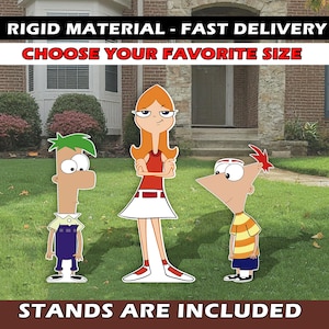 Phineas & Ferb birthday Decoration Flynn party decor standee yard sign centerpiece backdrop topper lawn Phineas and Ferb cutout Candace