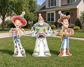 TOY STORY Birthday Standee Set | Toy Story Cutout | Birthday Backdrop | Party Decoration, Lawn Sign | Woody Buzz lightyear Jessie decor
