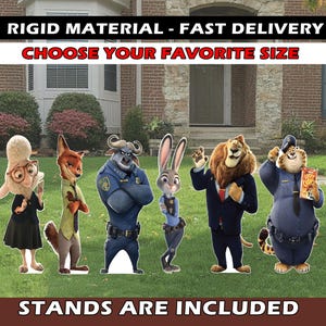 Zootopia birthday decoration party decor standee yard sign centerpiece backdrop toper Zootopia yard art Zootopia cutout Nick Judy Bell props
