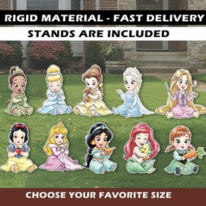 BABY PRINCESS Cutouts Cute Princess backdrop Princess party Princess theme Decor Toddler Princess Tiana Rapunzel Ariel Jasmine Elsa Ana