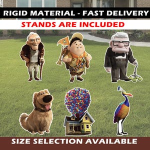 UP Movie birthday decoration Yard Sign Up party decor standee centerpiece backdrop topper lawn sign cartoon Russell Carl Kevin cutout house