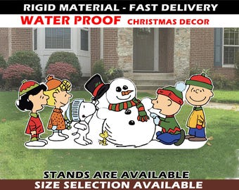 Snowman CHARLIE BROWN Christmas decoration lawn outdoor peanuts Christmas decor outdoor Snoopy Christmas Santa charlie brown cutout Santa