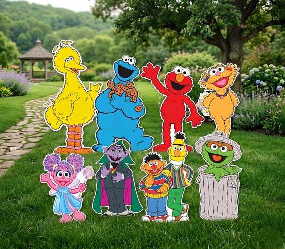 STANDS INCLUDED Birthday Decoration , Sesame Street backdrop , Sesame Street birthday Cutout , party decoration arch, Elmo cutouts , standee