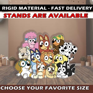 Party Backdrop birthday decoration yard sign centerpiece party decor topper standee lawn sign baby shower bluey bingo dog bluey cutout prop