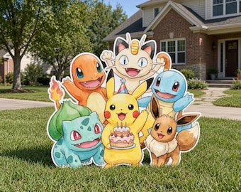Pokemon Party Decorations, Pikachu Birthday Cutouts, Pokemon Birthday Party Props, Cartoon Yard Signs, Pokemon Standee, Pokemon cutout