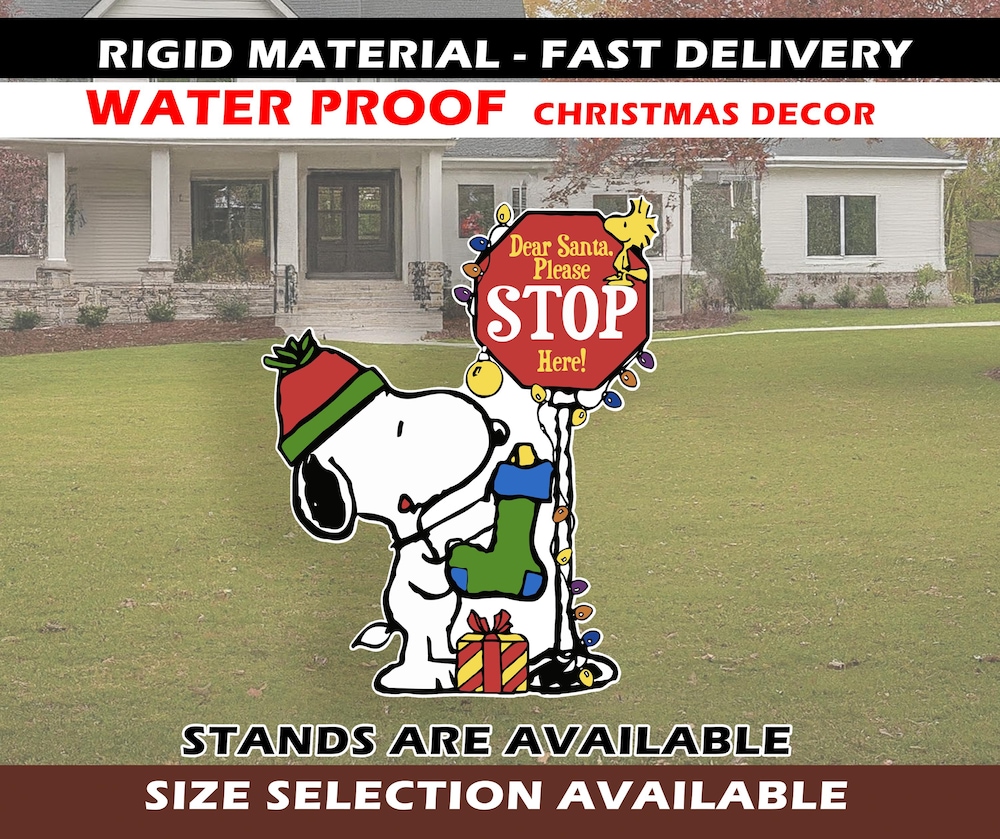 Santa Stop Christmas Snoopy Decoration Lawn Outdoor Peanuts Christmas Decor Outdoor Snoopy Christmas Yard Charlie Brown Christmas Cutout Bespoketshirt Collections