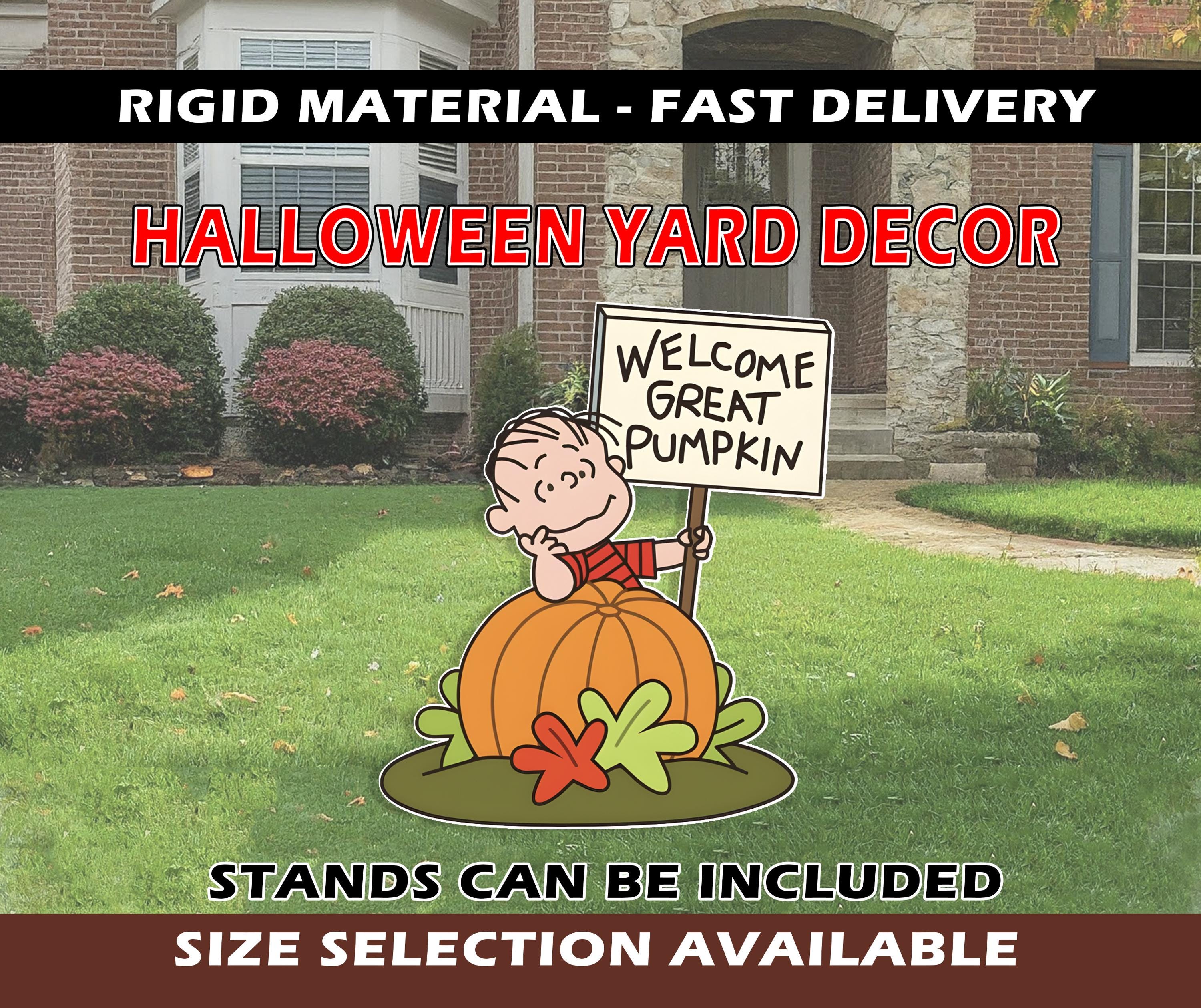 welcome great pumpkin CHARLIE BROWN HALLOWEEN decoration yard sign outdoor peanuts Spooky standee cutout Yard Art holiday snoopy trick treat