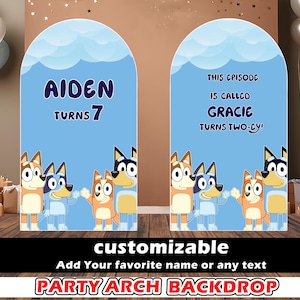 Blue dog Arch party cutout birthday decoration party decor backdrop topper standee baby shower bluey arch banner booth  topper centerpiece