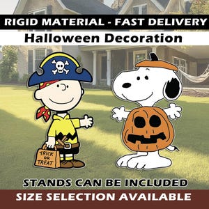 Pirate Charlie brown Halloween great pumpkin Snoopy HALLOWEEN decoration yard art peanuts Halloween decor standee cutout Yard sign trick