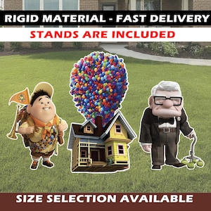 UP cartoon decoration Yard Sign Up party decor standee centerpiece backdrop topper Disney up cartoon Russell Carl Birthday cutout up house