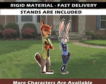 Zootopia birthday decoration party decor standee yard sign centerpiece backdrop toper Zootopia yard art Zootopia cutout Nick Zootopia props