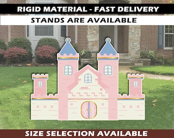 Pink Castle Cutout: Waterproof Coroplast Party Prop, Lawn Decor