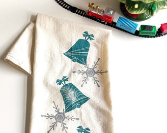 Three Bells Block Printed Flour Sack Towel