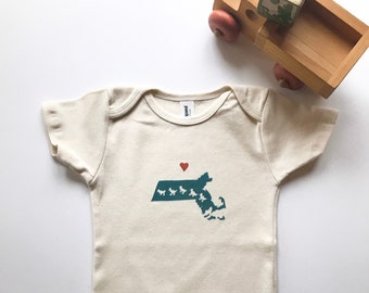 Massachusetts Organic Cotton One Piece Bodysuit-Make Way for Ducklings Tribute