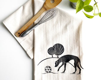 Dog and Retro Ball Flour Sack Towel