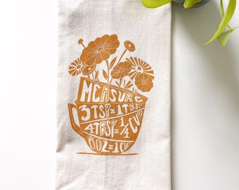 Measure Block Printed Flour Sack Towel