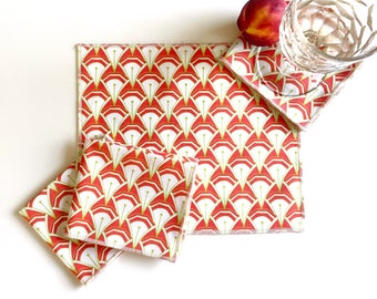 Deca-rose Scallop Print Small Napkin Set