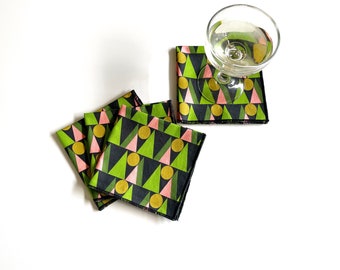 Geometric Cotton Cocktail Napkin Set