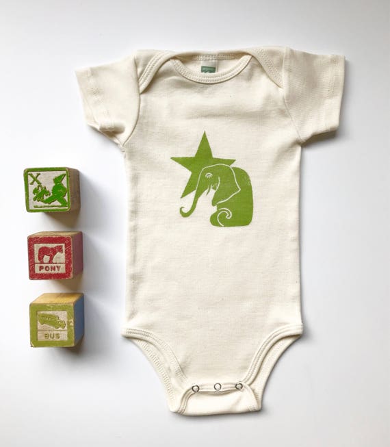 Elephant And Star Organic Cotton Short Sleeve One Piece In Etsy