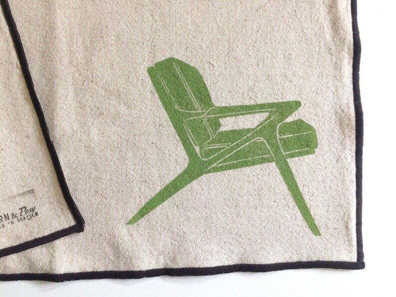 Vintage Midcentury Chairs Block Printed Placemat Set-100/% cotton