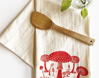 Mushroom Forest Block Printed Flour Sack Towel