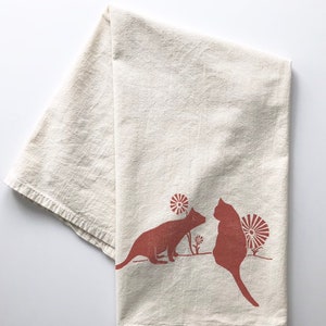 Cats and Daisies Block Printed 100% cotton Flour Sack Towel image 4