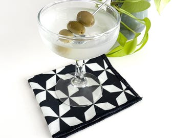 Four Point Star Napkin Set-Black and White