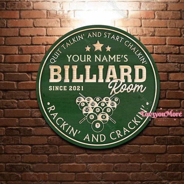 Customized Billiard Room Wood Sign, Rackin' and Crackin Wood Sign, Billiard Room Wall Hanger, Billiard Room Decor, Gift For Billiard Lovers