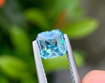 1,11 CT vierkante blauwe zirkoon: ethisch geproduceerde december-geboortesteen
